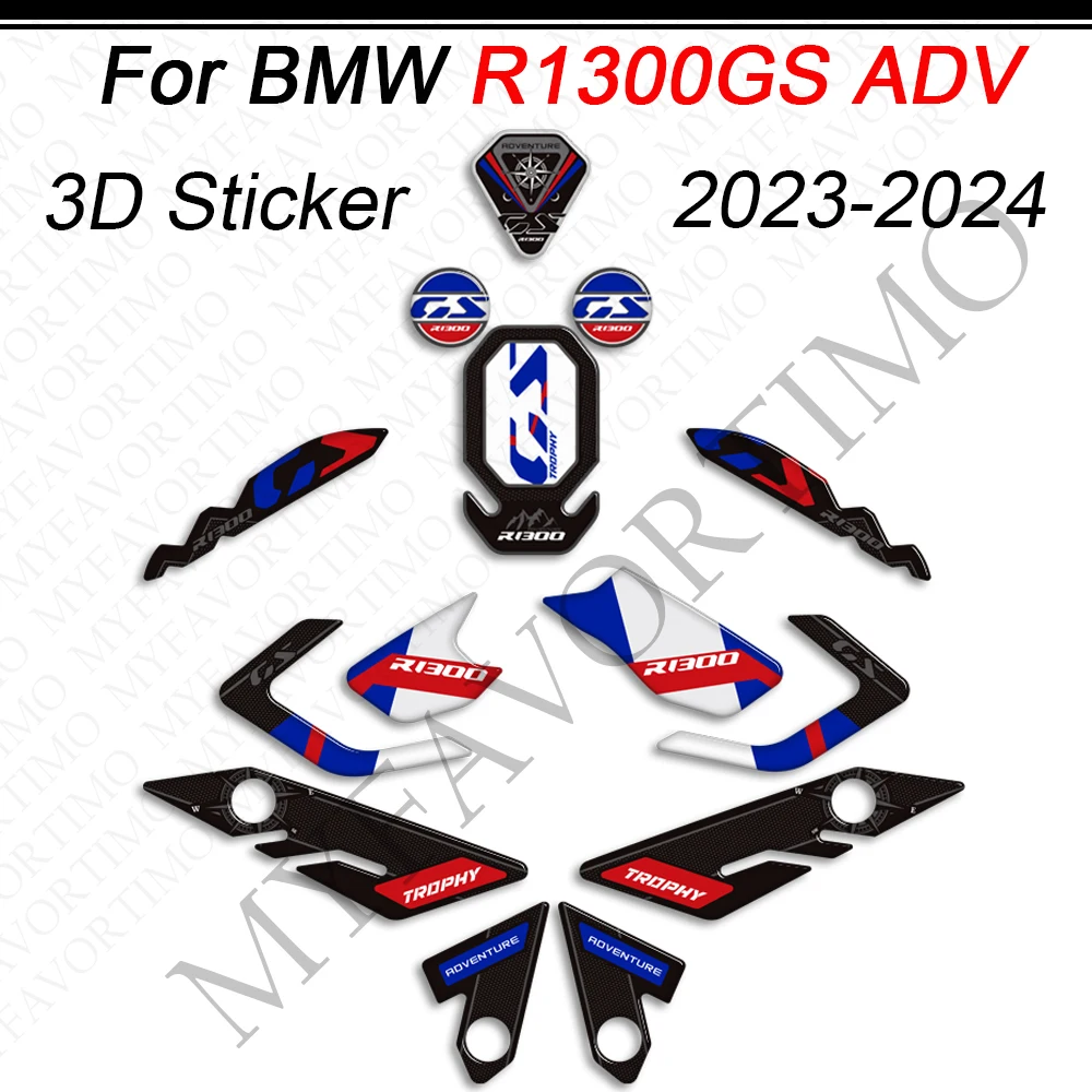 3D Stickers Decals For BMW R1300GS R 1300 GS 1300GS Trophy Triple Black Option 719 ADV Adventure Tank Pad Gas Fuel Oil Protector