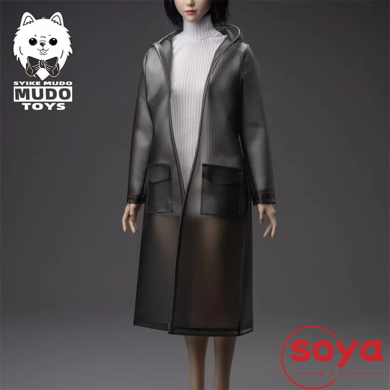 CTC-012 1/6 مقياس الإناث مقنعين معطف واق من المطر متجمد شفافة ملابس ضد المطر الملابس نموذج صالح 12 ''الجندي عمل الشكل الجسم الدمى #4