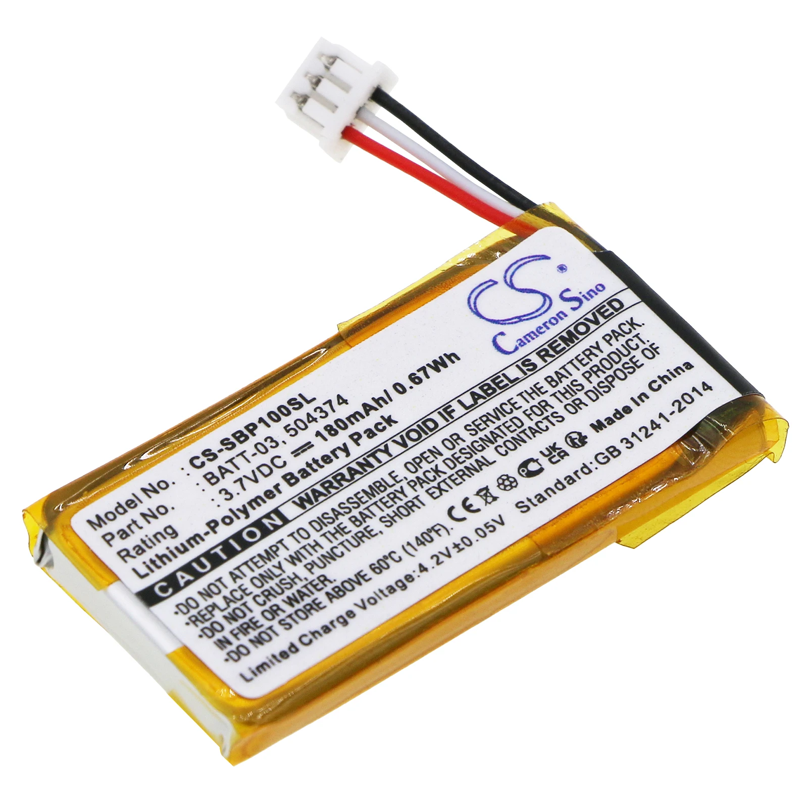 

Li-Polymer Wireless Headset Battery for Sennheiser, 3.7V, 180mAh, Compatible Models: ADAPT 230 Mono, D10, DW Office