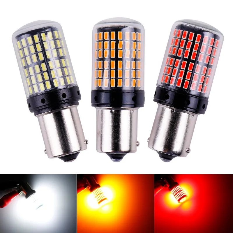 2PCS 1156 BA15S P21W BAU15S PY21W 7440 W21W P21/5W 1157 BAY15D 7443 3157 LED Bulbs 144smd CanBus Lamp Reverse Turn Signal Light