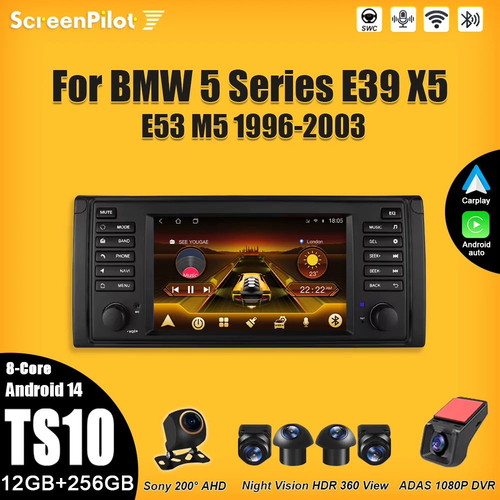 

Android 15 for BMW 5 Series E39 X5 E53 M5 1996-2003 Car Radio 2 din Carplay GPS Navigation Intelligent System WIFI 5G GPS RDS