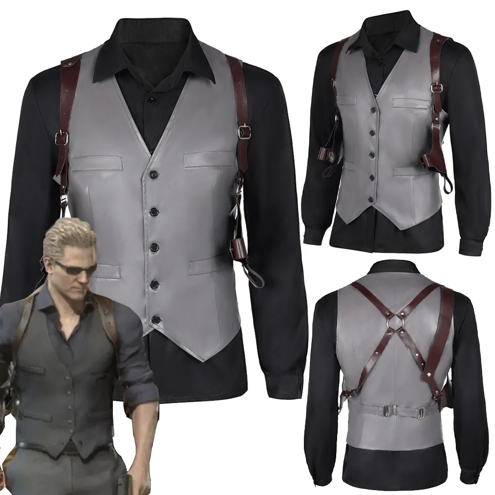 Remake Wesker Cosplay Costume Game Resident 4 Biohazard Jacket Shirt Belt Men Fantasia Outfit Halloween Carnival Party Role Suit