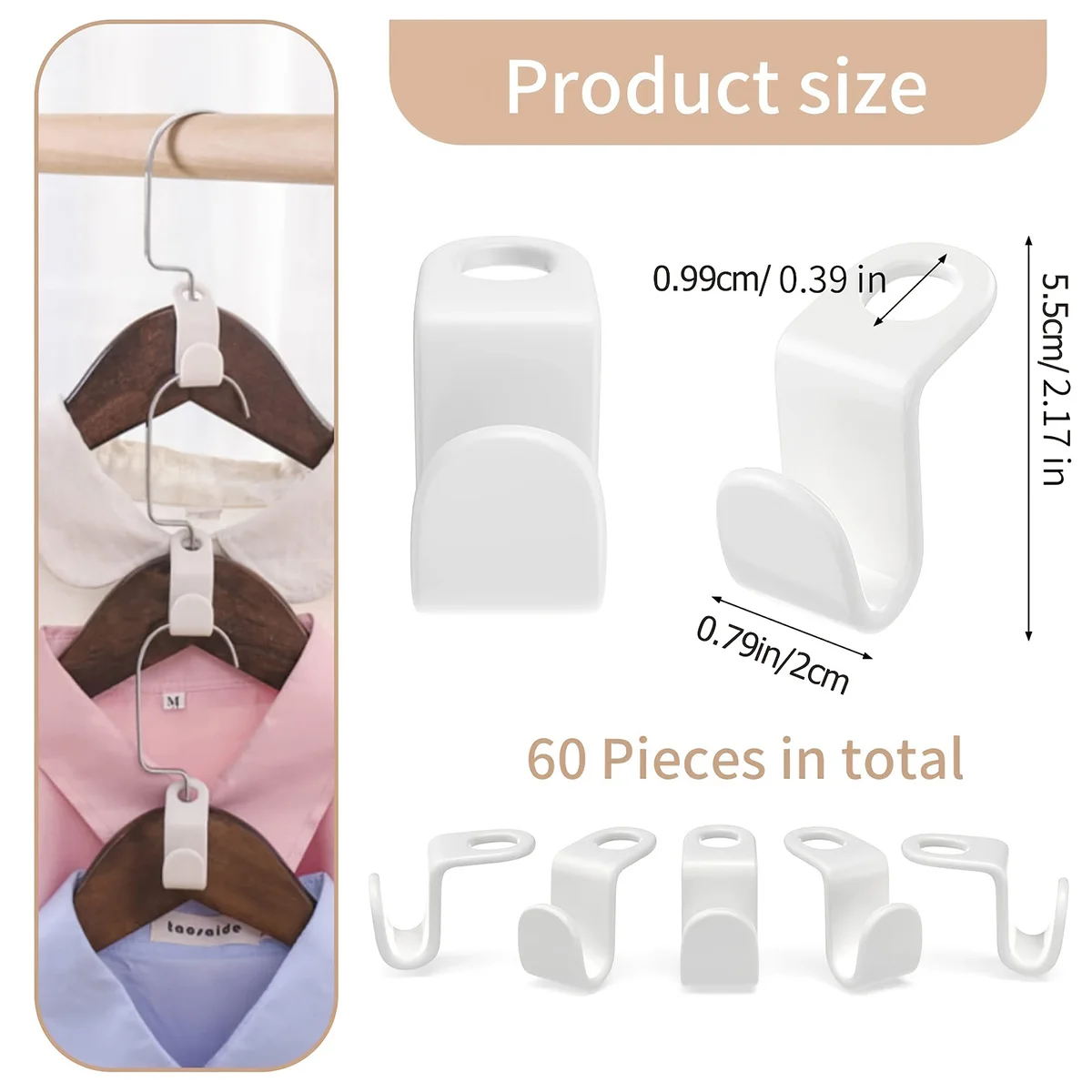 60 pieces hanger hooks,magic hanger hooks,heavy duty cascade connection hooks,space saving hanger extension clips