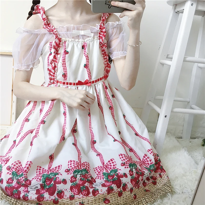 Summer Mesh Short Sleeve Lolita Tops Women Sweet Transparent Kawaii Princess Bow Shirt  Mori Girl Fairy Sheer Thin Bottom Blouse