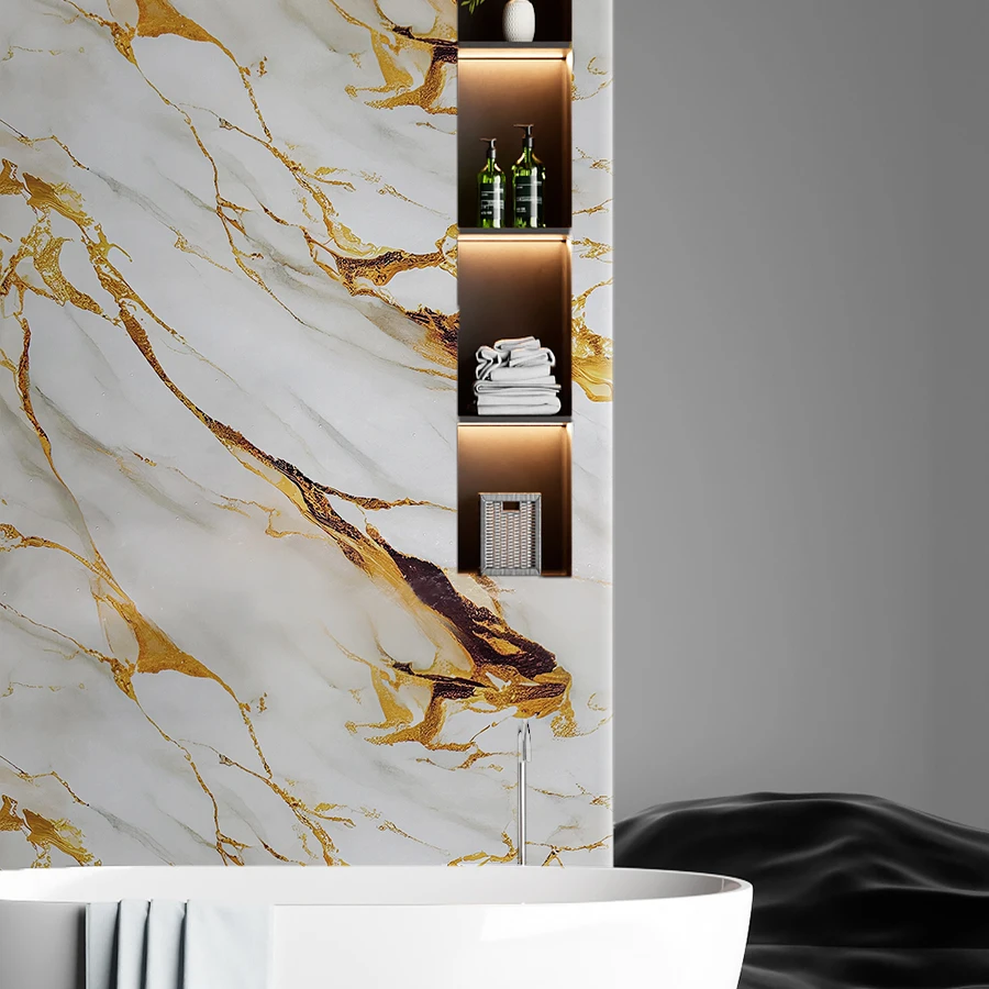 ورق جدران رخامي ذاتي اللصق لموقد المطبخ مقاوم للماء والزيت وملصقات الأثاث وخلفية المطاعم