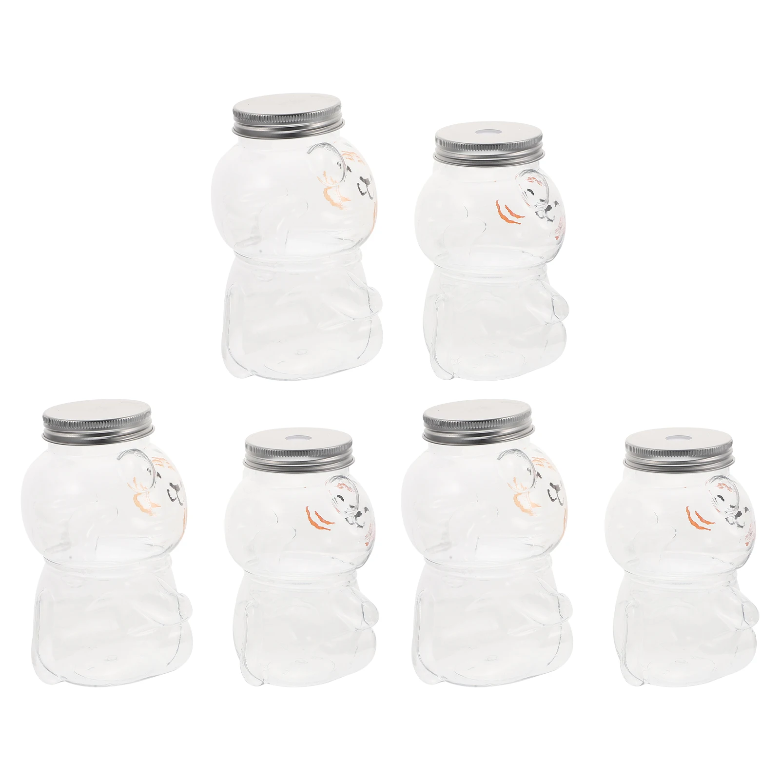 

6 Pcs Drink Bottle Juice Bottles Creative Tiger Shape Portable Outdoor Clear Water Plastic Caps Sealed Beverages Storage