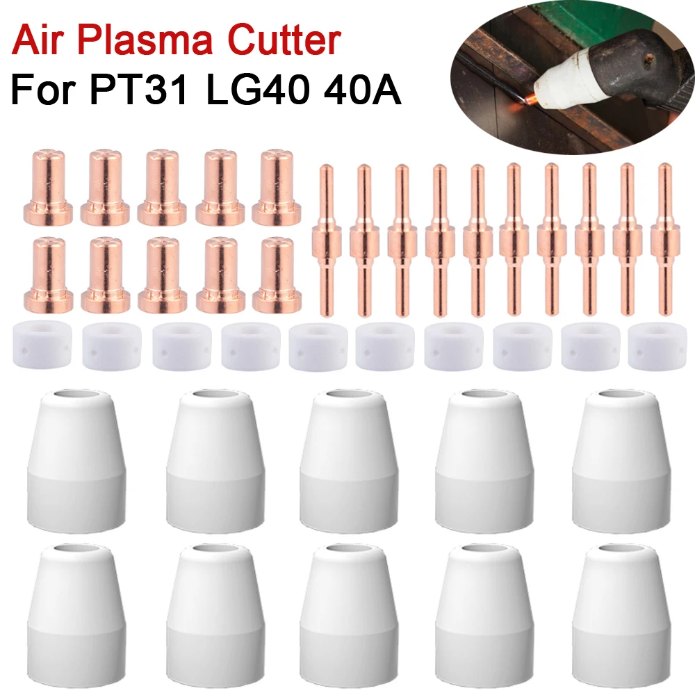 

PT31 LG40 Plasma Cutter Electrode Tips Cup Extended Consumables Kit For PT-31 CUT40 HYC45D HYC50D CUT50 PLC50D HYC410