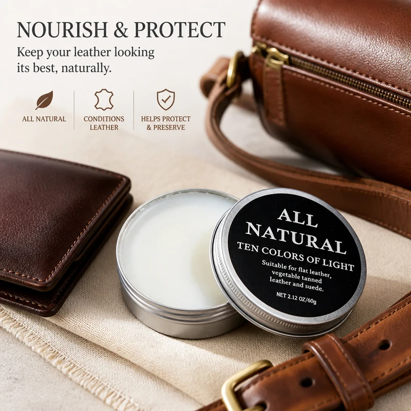 Mink Oil Leather Conditioner Paste, Sponge Included, Colorless for All Leather Types, Restores & Protects