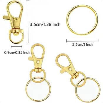 60個優質金色旋轉扣掛繩鉤,附鑰匙圈,鑰匙圈夾鉤,龍蝦扣,適用於鑰匙鏈夾 10 最佳銷售 鑰匙環 - №5