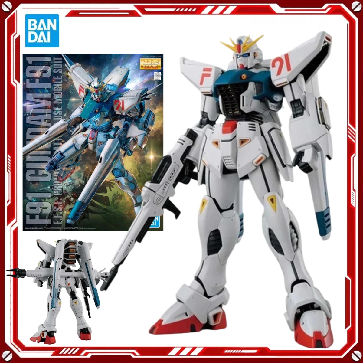 

Оригинальный конструктор Bandai Gundam MG F91 Ver.2.0: Фигурка для сборки, модель аниме-персонажа, подарок