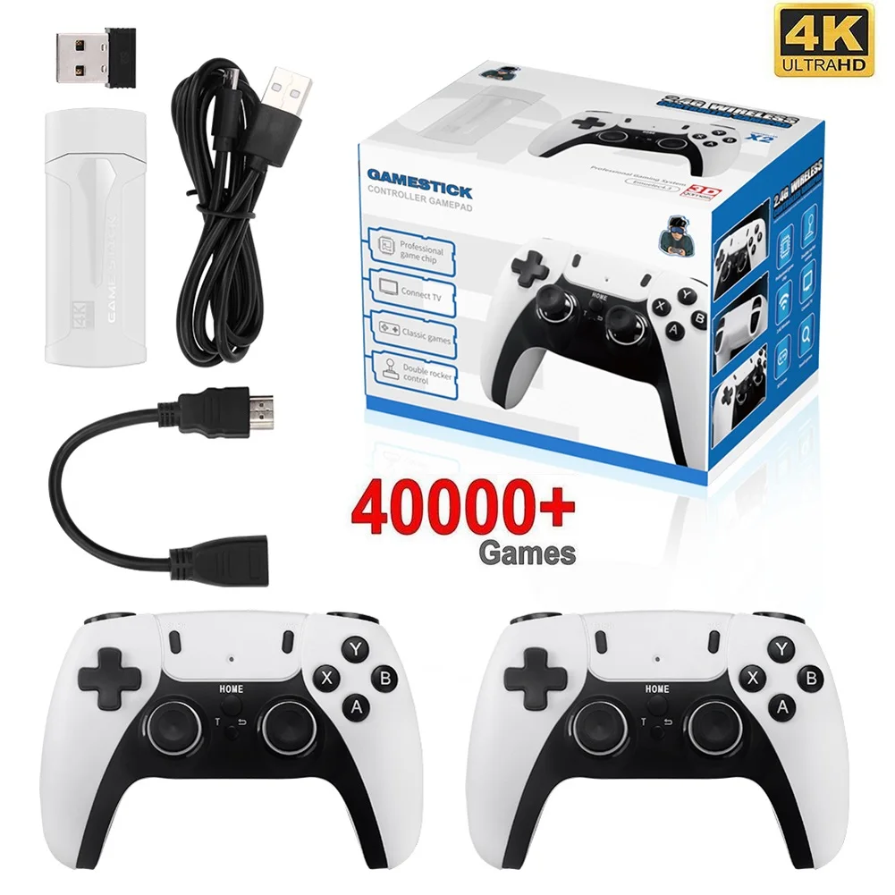 M8 Plus Retro Video Game Console Emuelec 4.3 System 2.4G Wireless Controller 256GB 40000 Games 4K HD TV Game Stick for PS1/GBA