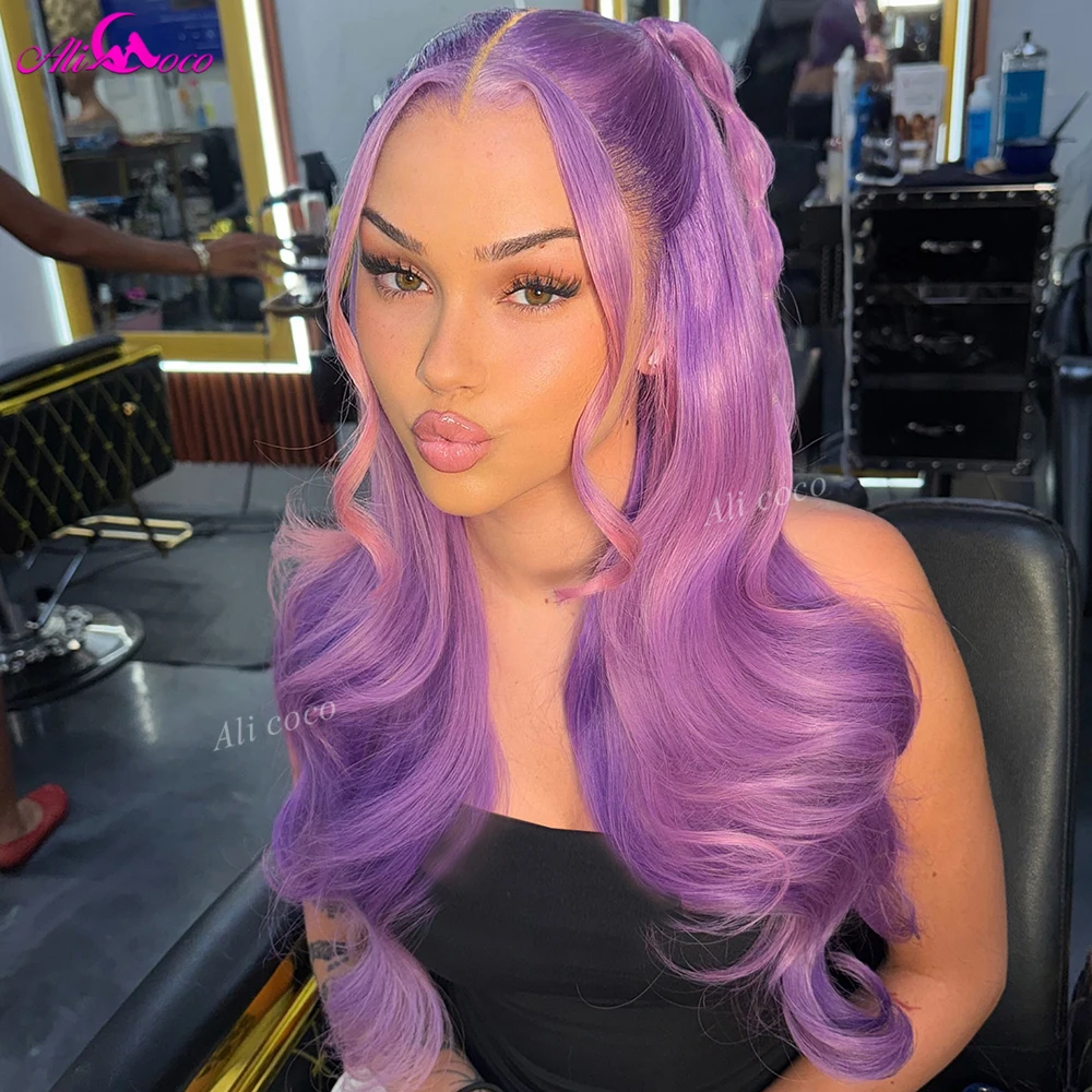 Violet Purple and Pink Real Human Hair Wigs 13X4 Lace Front Transparent HD Invisible Pre Plucked Remy 180 Density 13X6 Body Wave