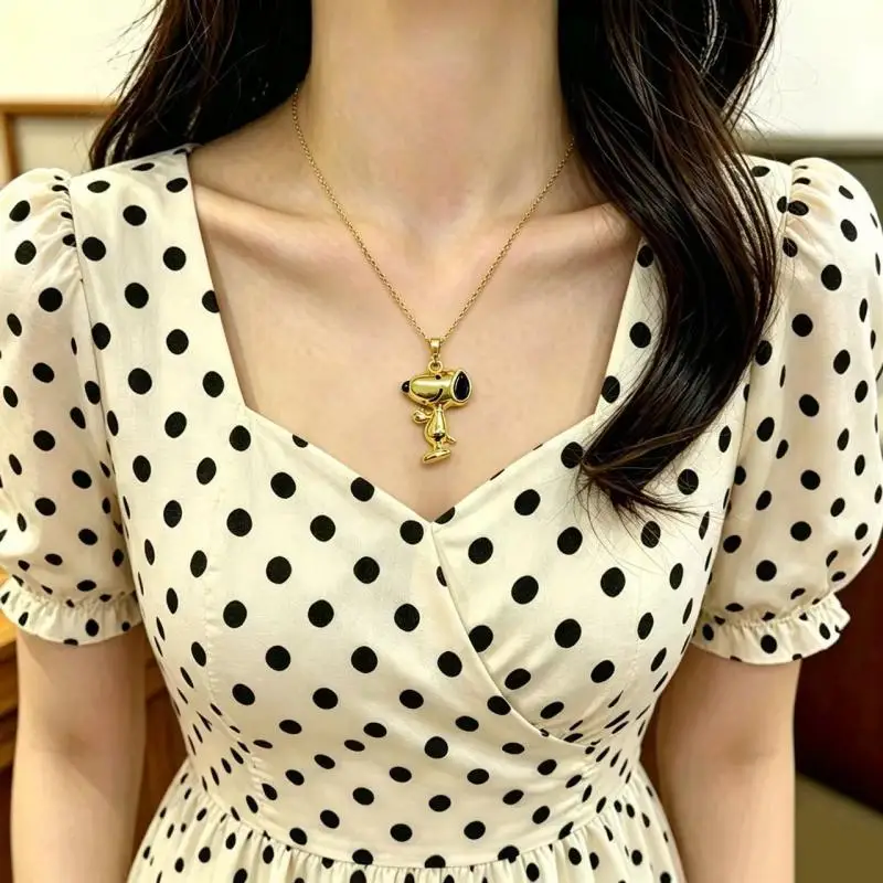 New Snoopy Fist Theme Series Necklace Kawaii Clavicle Chain Cartoon Girl Clothing Versatile Pendant Sweater Chain Holiday Gift