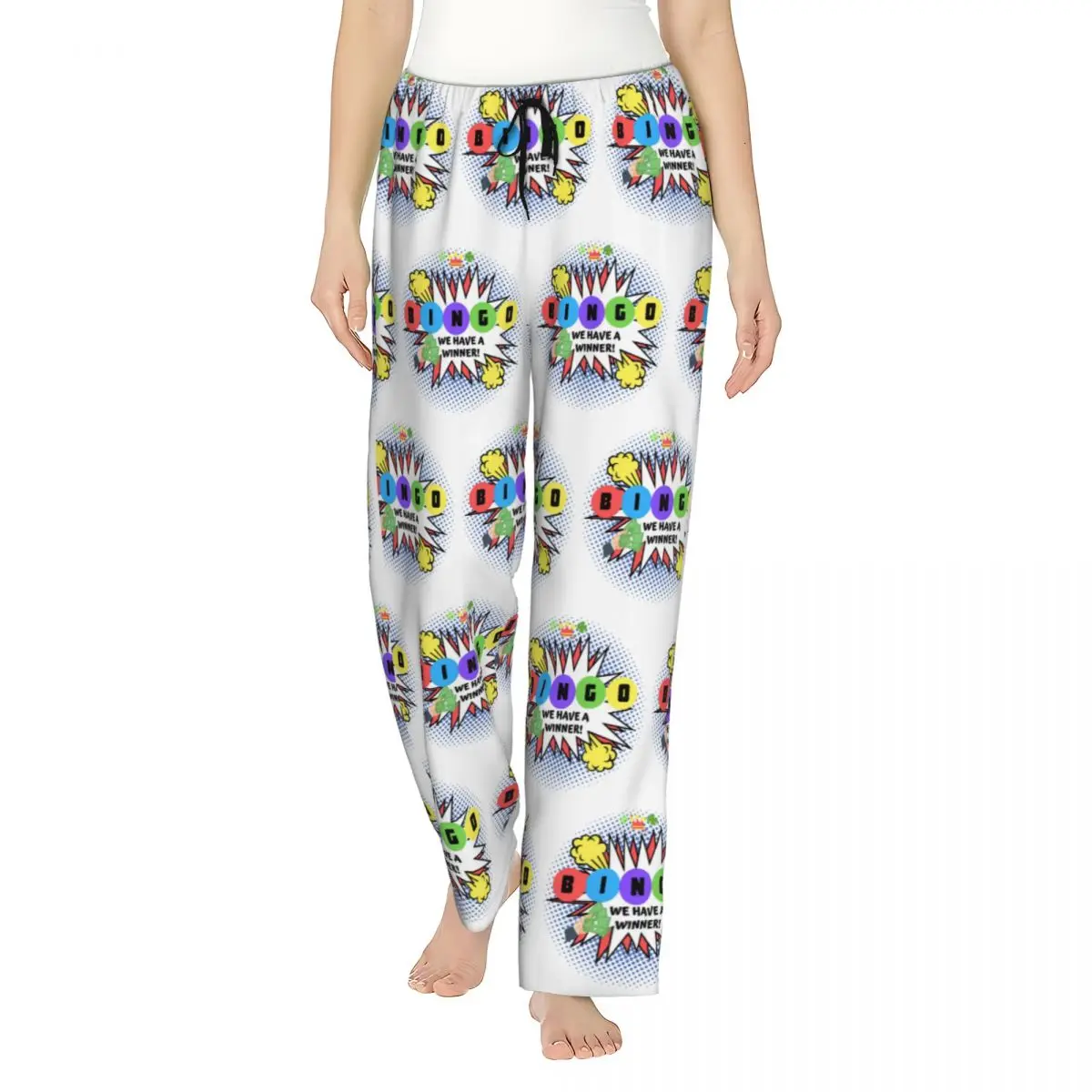 Custom Bingo We Have A Winner Pajama Pants Women Paper Game Lounge Sleep Stretch Sleepwear Bottoms with Pockets