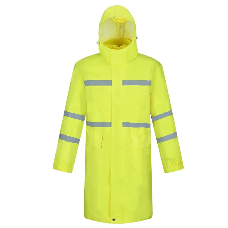 Outdoor Long Motorcycle Raincoat Fluorescent Traffic Motorbike Patrol Rescue One-piece Raincoat Breathable Motorcycle Equip