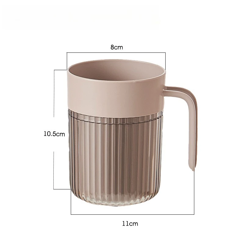 Conjunto de caneca de dente extravagante, copo de escovação, tanque de dente transparente de plástico com alça, copos de enxaguatório bucal para banheiro