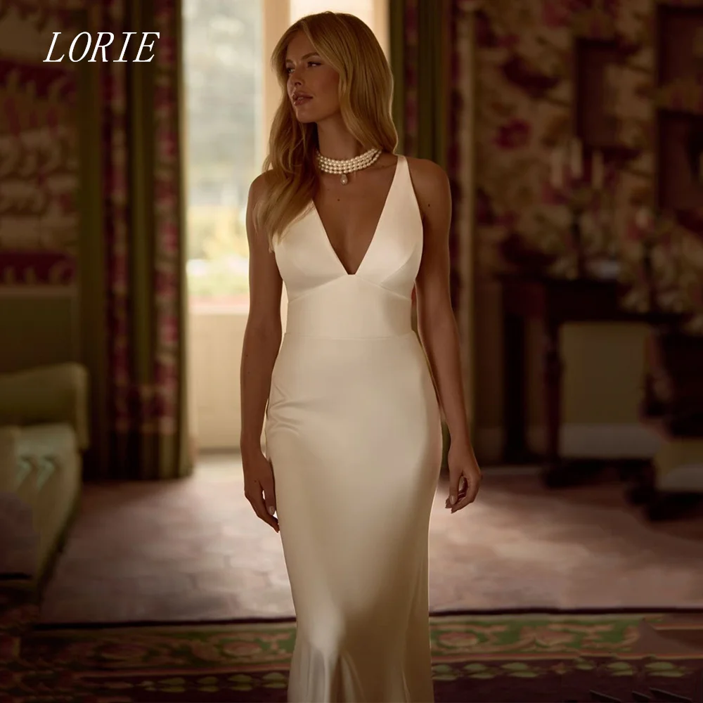 LORIE – robe de mariée sirène de luxe, Simple, col en V, tempérament élégant, personnalisée, 2026