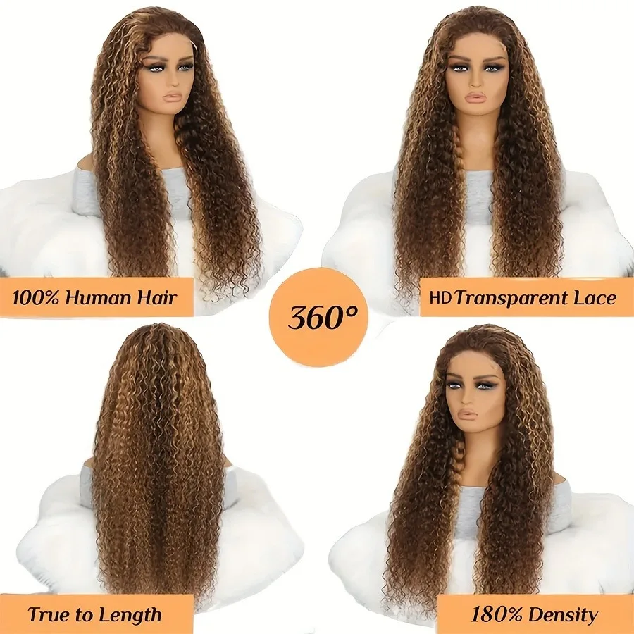 34 بوصة ارتداء والذهاب 5x5 قبل قطع موجة عميقة خصلات الشعر المستعار الإنسان 13x4 الدانتيل شعر مستعار أمامي موجة عميقة 427 تسليط الضوء على الشعر البشري #3