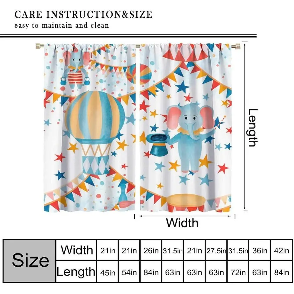 Elephant Watercolor Balloon Garland Kids Room Blackout Curtains, 84 x 84