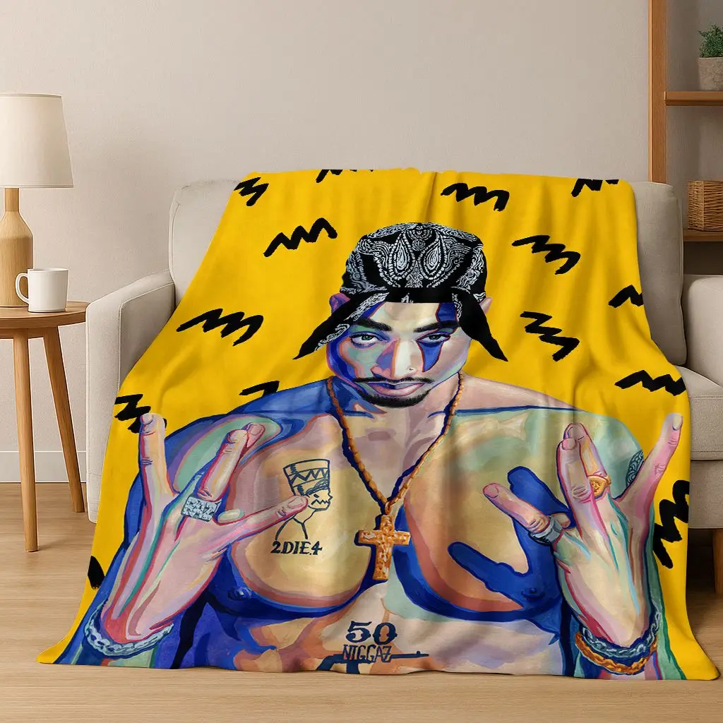 توباك 2pac مغني الراب ايمينيم الهيب هوب الراب الله الفن الفانيلا بطانية ، دافئ لينة رمي بطانية للمنزل غرفة نوم غطاء أريكة تتحول لسرير الاطفال هدية