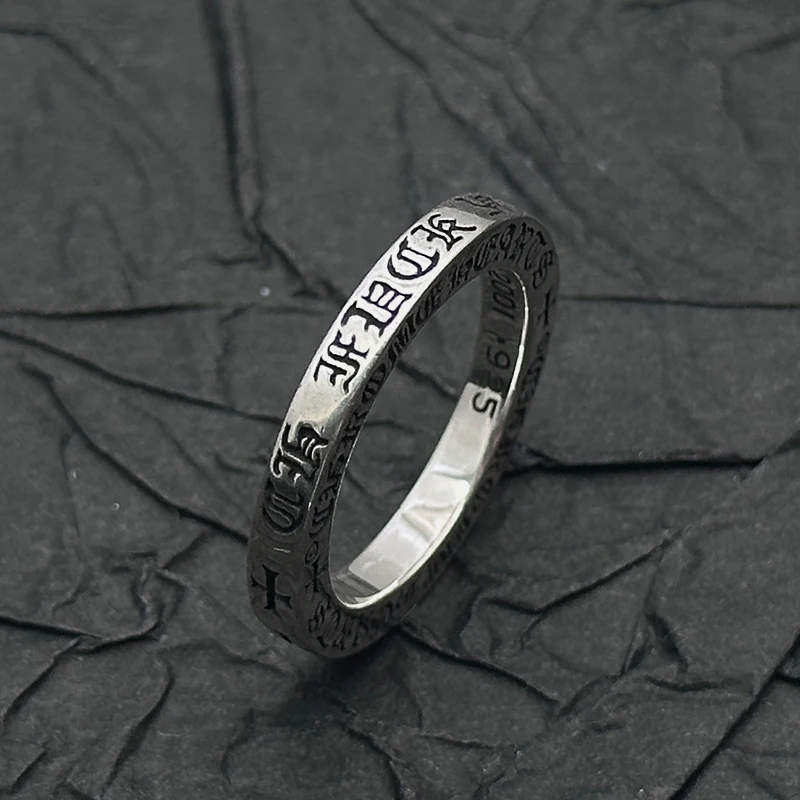 

Стерлинговое серебро S925, старое кольцо в стиле ретро, европейское и американское мужское и женское нишевое индивидуальное крест в стиле хип-хоп премиум-класса