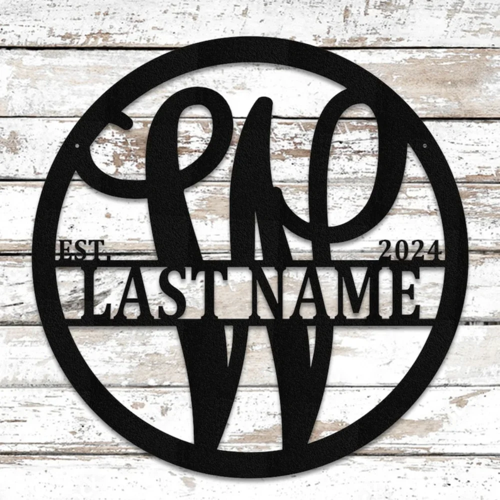 Customized Last Name Metal Sign. Featuring EST. Family Name Wall Decor. Ideal Housewarming Gift & Front Porch Welcome Monogram.