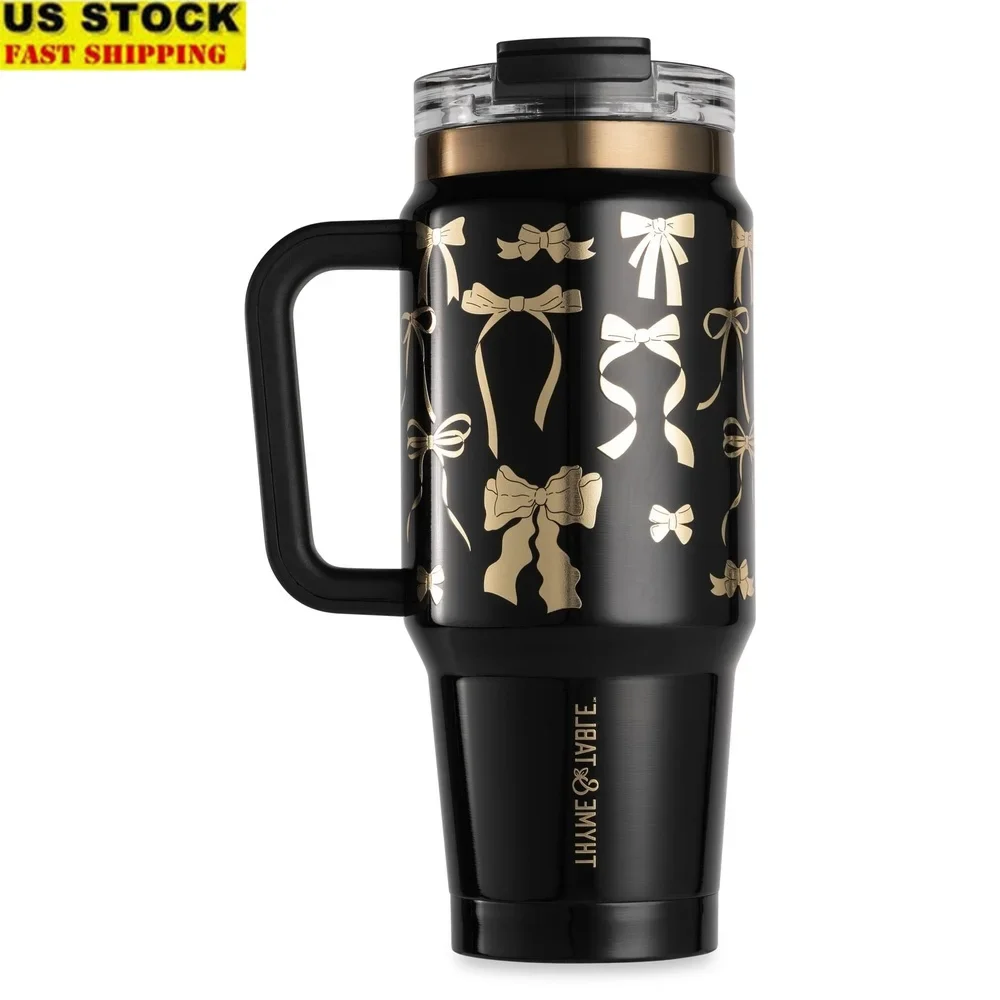

32oz Insulated Tumbler with Handle Dual Straw Lid Stainless Steel Double Wall Leak Proof Travel Mug Hot Cold Drinks