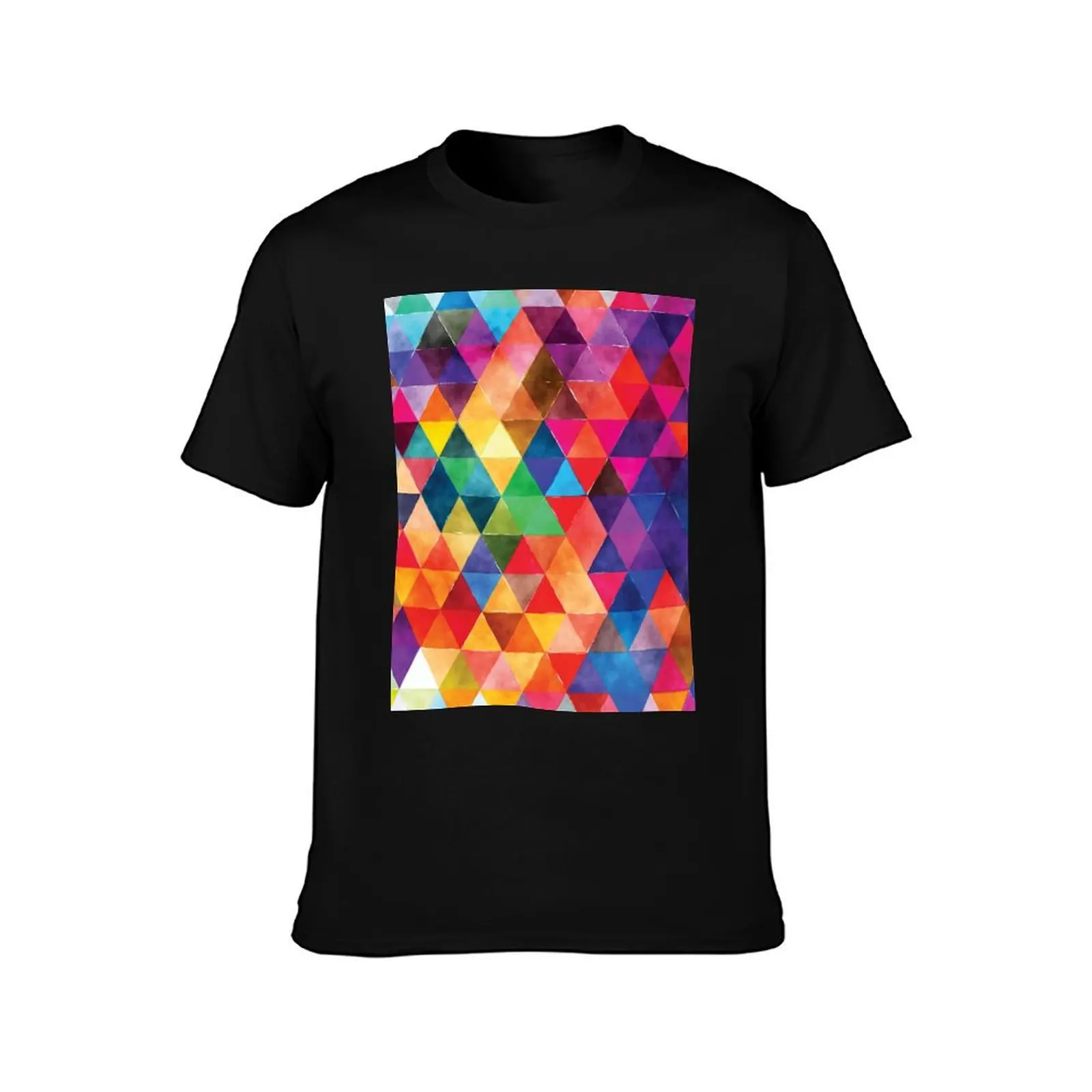 Watercolor Triangles Pattern Bright Colors T-Shirt Active Wear Sports for Men T-Shirt