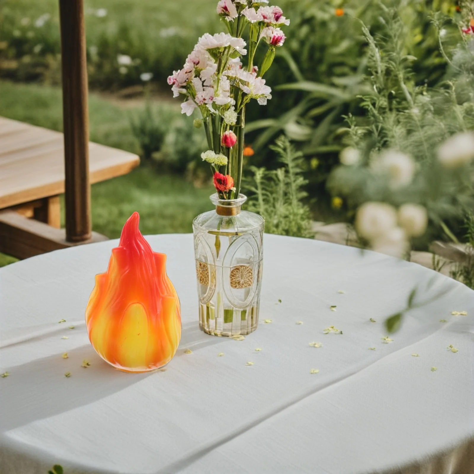 

2pcs Flame Lamp Shade Outdoor Solar Light Replacement Cover For Garden Patio Poolside Easy Install Realistic Flame Effect