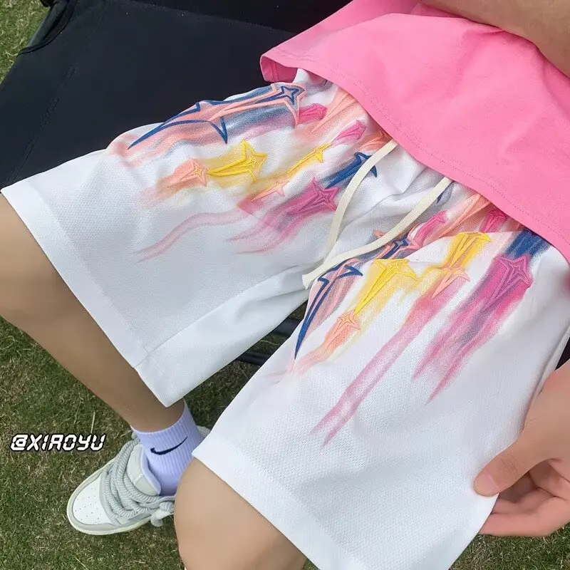 

Мужские брюки большого размера fiti Star, модные брюки с пятью точками в американском стиле ретро, летние повседневные брюки свободного покроя, прямые брюки