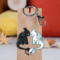 Acrylic Toothless Dragon Cartoon PVC Backpack Pendant DIY Button Couple Keychain Children's Party Christmas Gift