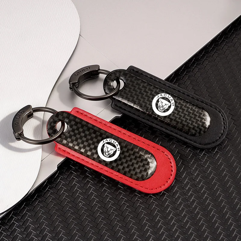 

Carbon Fibre Keychain Creative Car Keyring Decorative Accessories For Jaguar XE XF XJ F-Pace X-Type S-Type F-Type Accessories