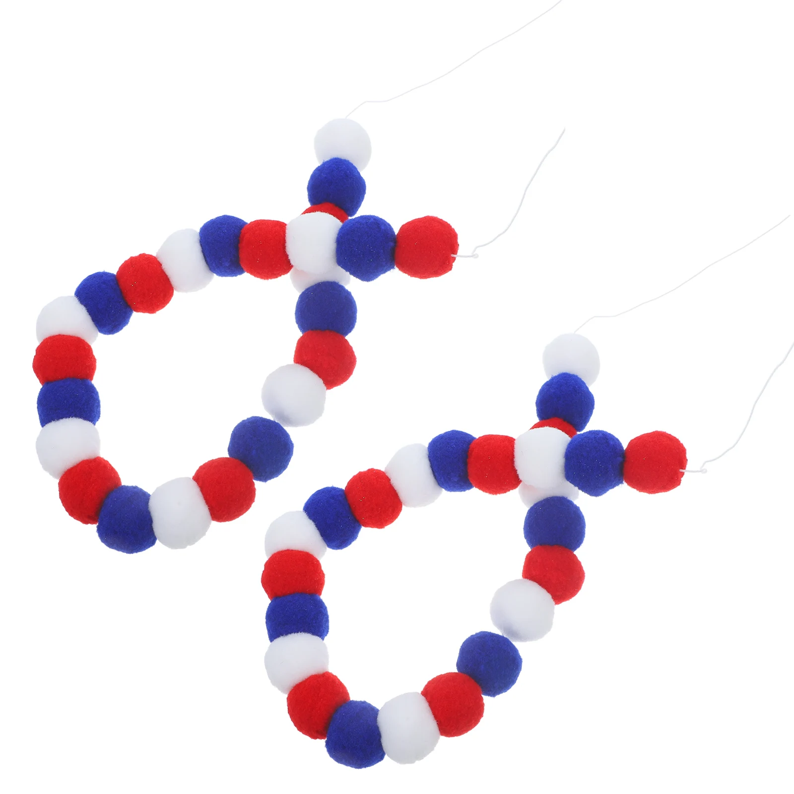 

2 Pcs 2M Red White Blue Pom Pom Ball Garland Festival Decor Hanging Ornament Patriotic Party Favors Home Layout