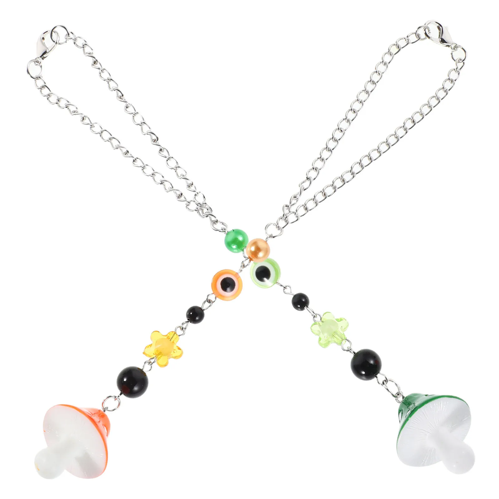 

2Pcs Mushroom Pendant Cell Phone Charm Flower Wristband Mobile Accessories Resin Zinc Alloy Durable Creative Design Stylish Gift