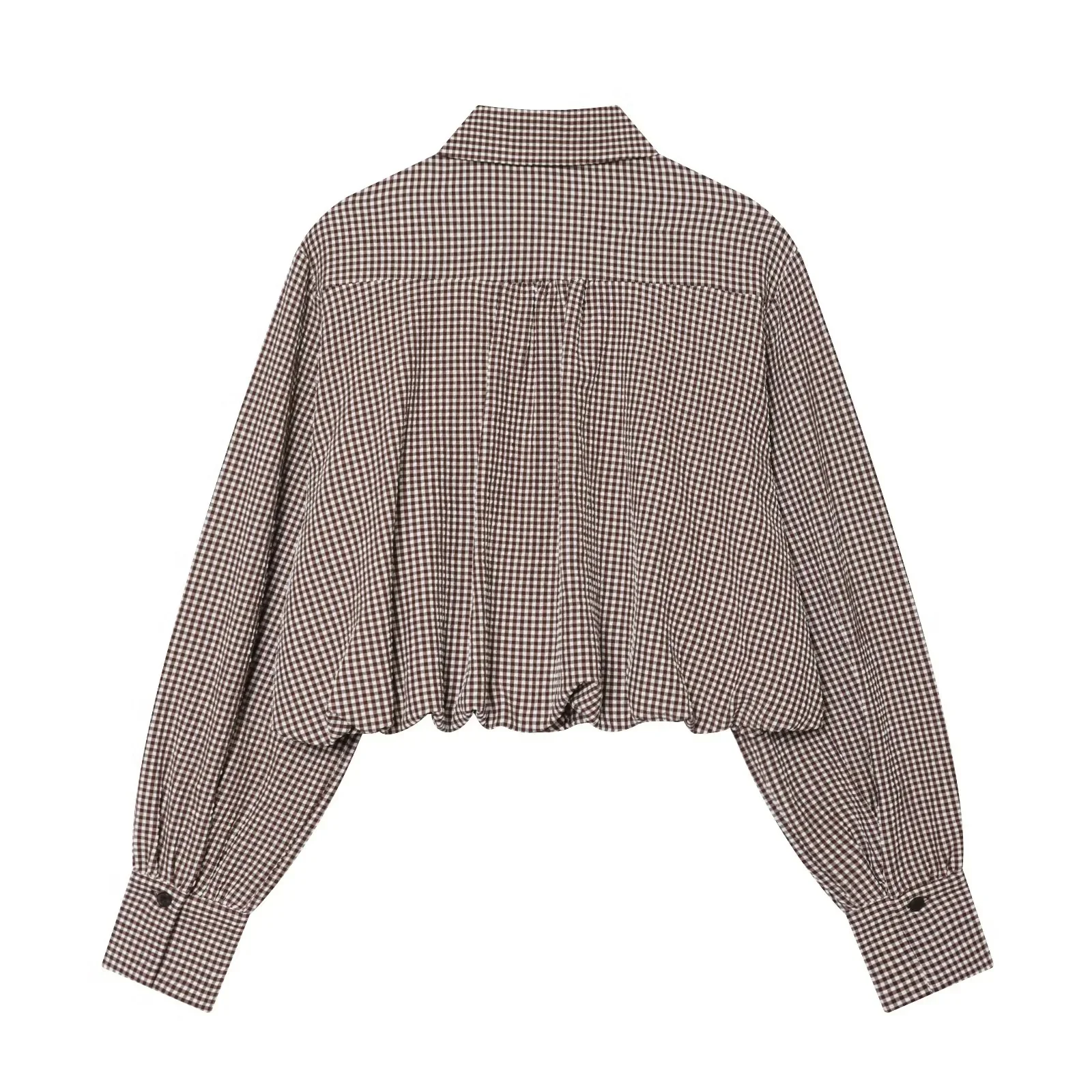 BSAY Damenmode Kariertes Hemd 2026 Frühling Neu College-Stil Revers Langarm Blusen Einreihig Schicke Damen Oberteile Mujer – Detail 6