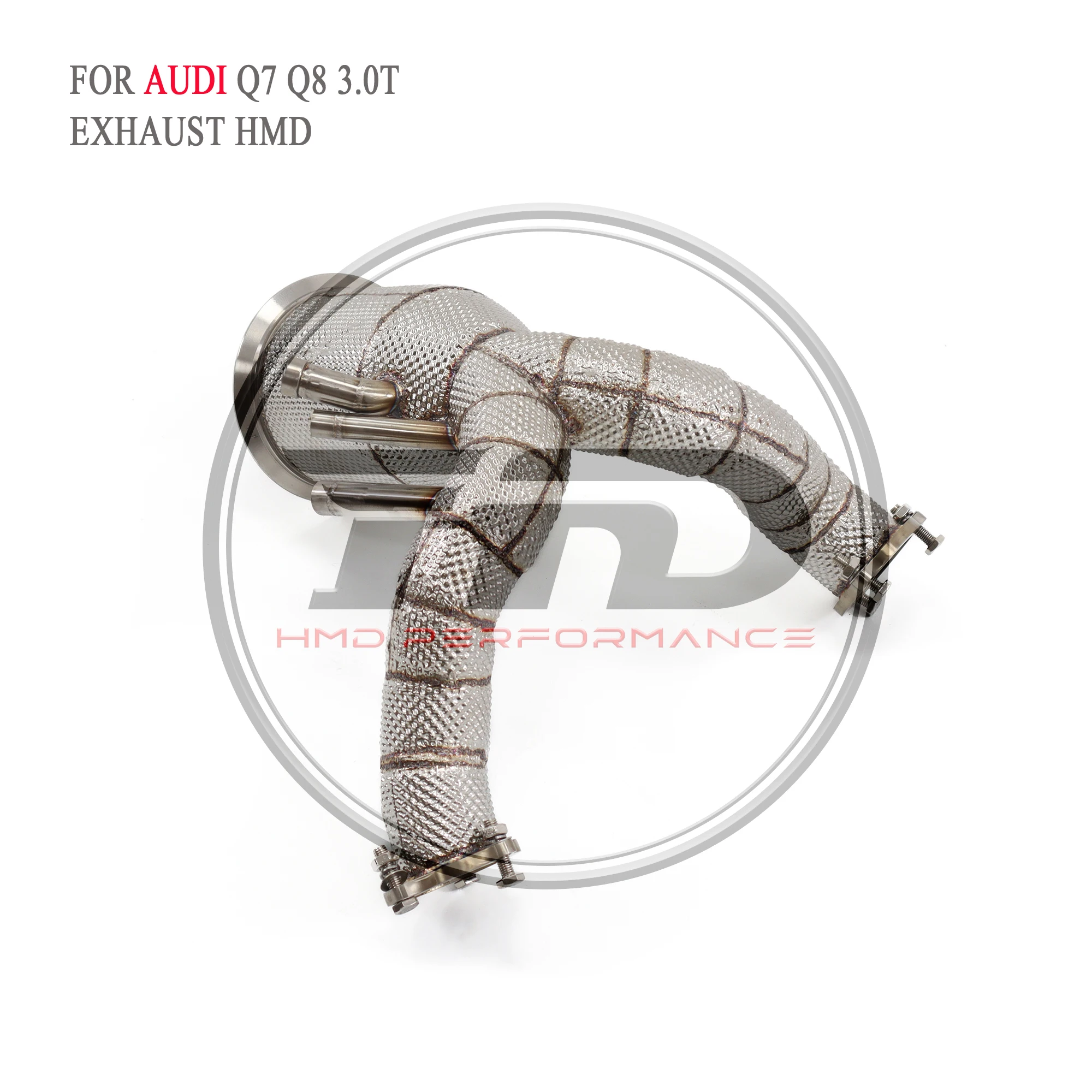 HMD Hot Sale Exhaust System High Flow Performance Downpipe for AUDI Q8 Q7 3.0T Version With Heat Shield Racing Pipe