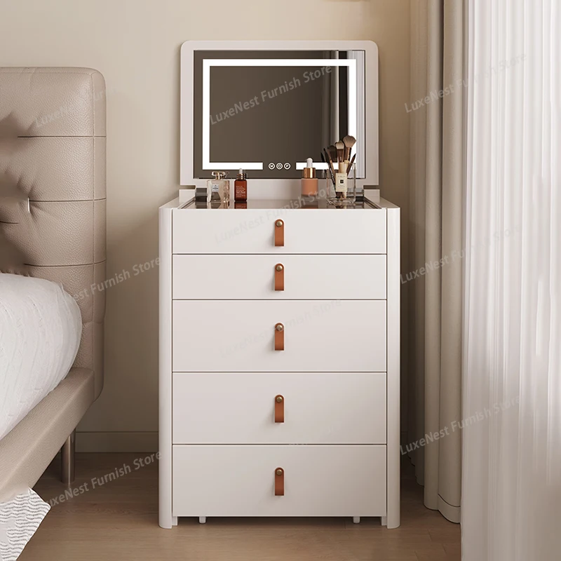 

Современный минималистичный туалетный столик-органайзер в скандинавском стиле с зеркалом для спальни, мебель для макияжа