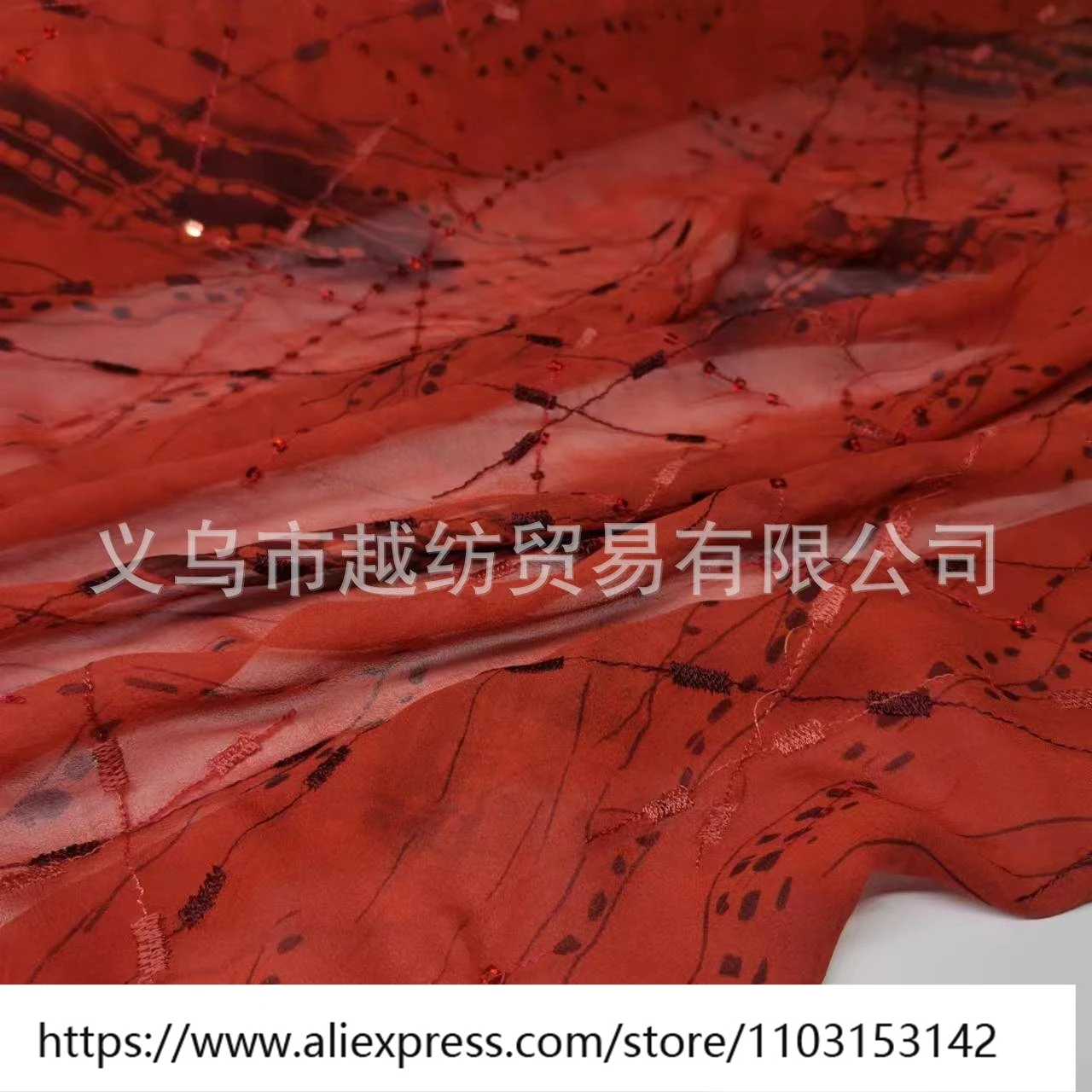 Designer naaistof Lichtgewicht dames geborduurde pailletten Zijde Qiaoqi 8Momme Fashion