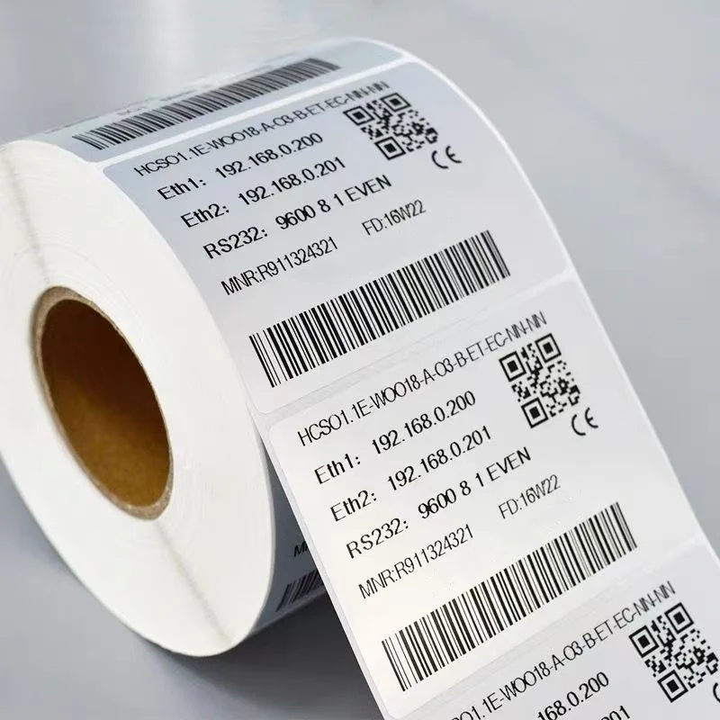 Etichetta con codice a barre PET argento opaco 100 90 80 70 60 40 50 30 20 Stampante a nastro a trasferimento termico Etichetta adesiva autoadesiva interamente in resina ca