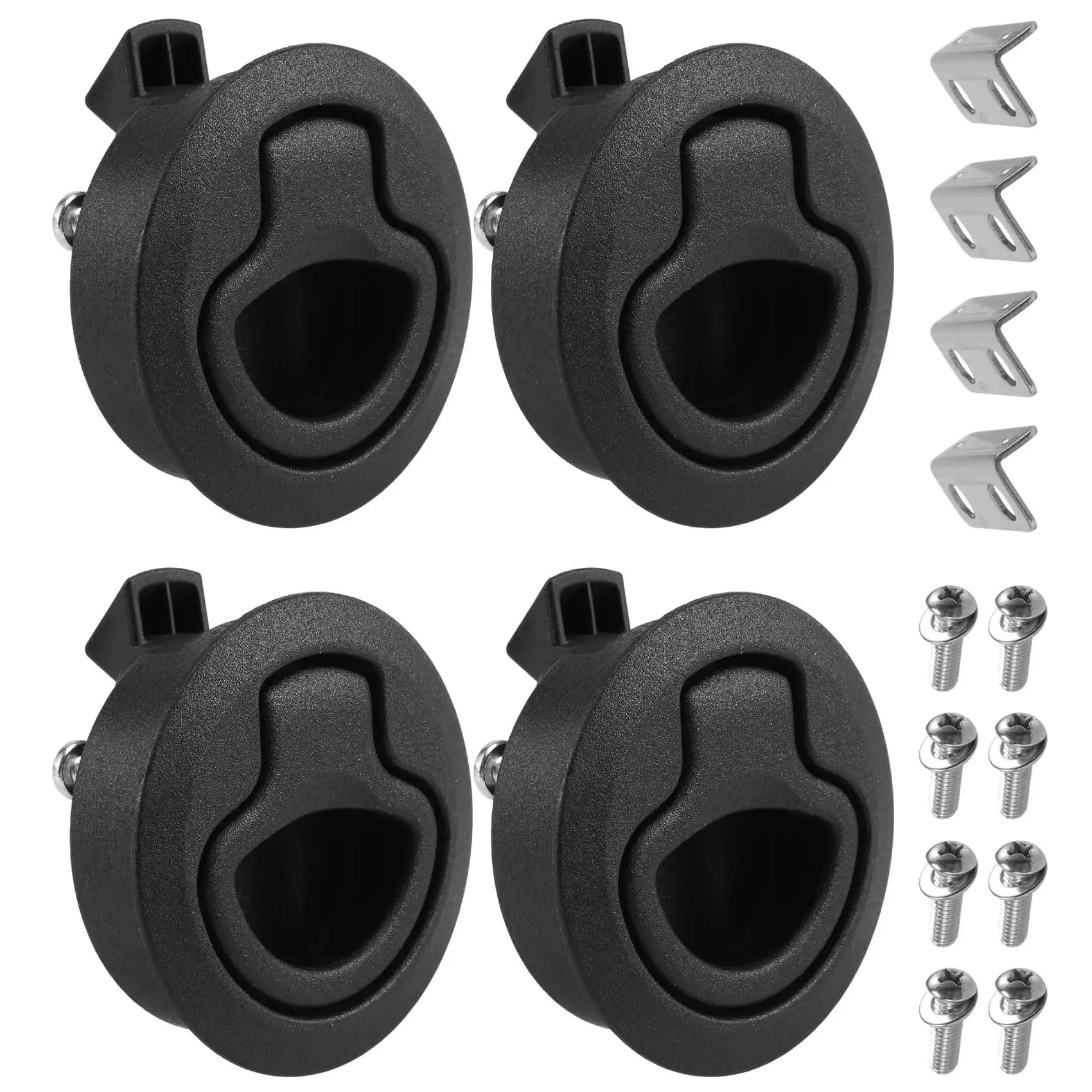 4Pcs Round Black Flush Pull Slam Latch for RV Boat Marine Deck Hatch Door Replacement