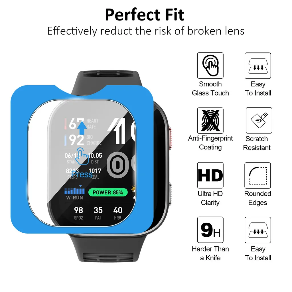 1-5PCS HD Clear Tempered Glass for Amazfit Bip Max Screen Protector Film positioning Easy Installation Auto Alignment Bip Max - view 2