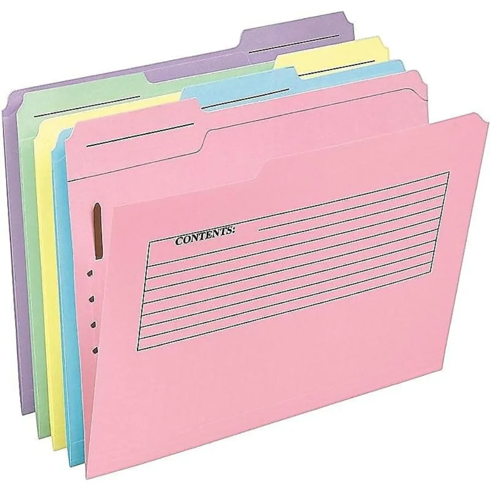 Assorted Letter-Size Top-Tab Folders with Fastener, 30-Pack for Organized Filing view 2