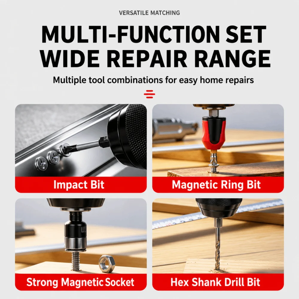 34Pcs S2 Alloy Steel Impact Bit Set Thickened High Torque Driver Bits Strong Magnetic Multifunctional Screwdriver Tips