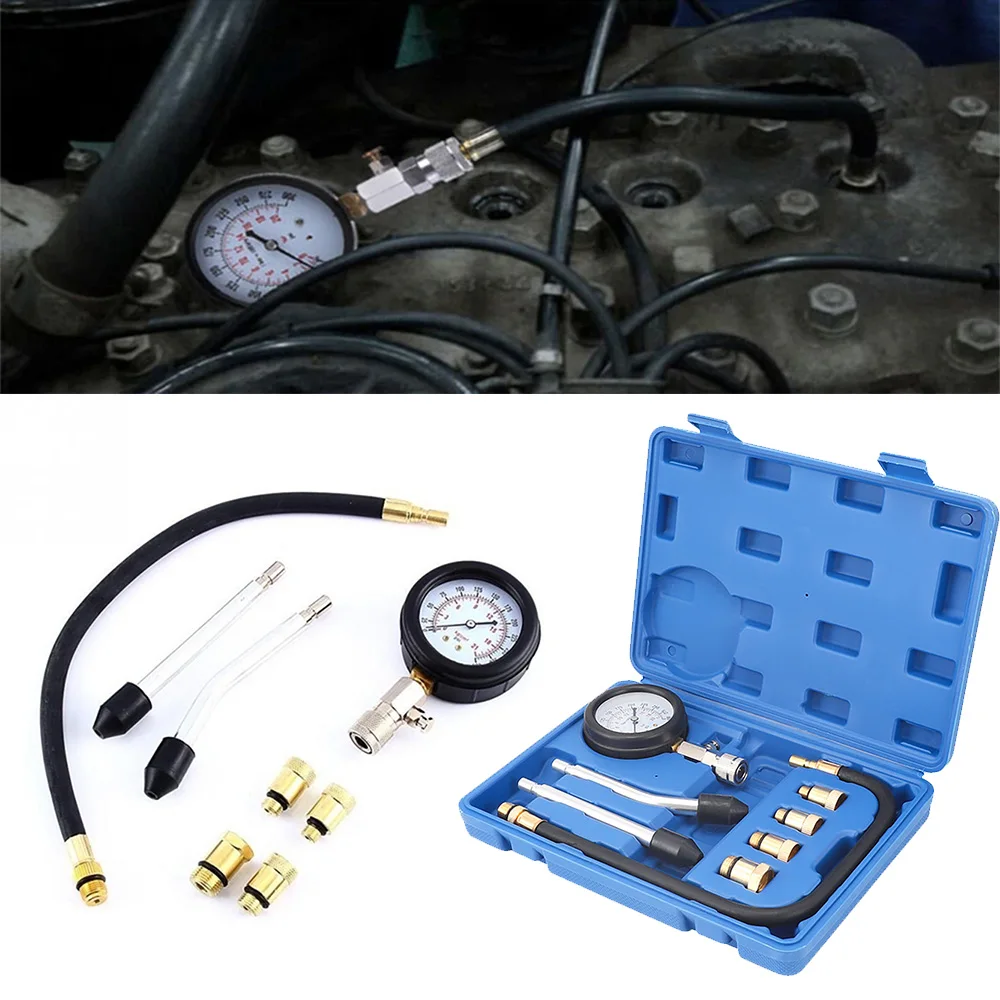 Car Petro Engine Cylinder Compression Tester 0-300 PSI Pressure Gauge Test Diagnostic Tool Multi-Function Tools Set
