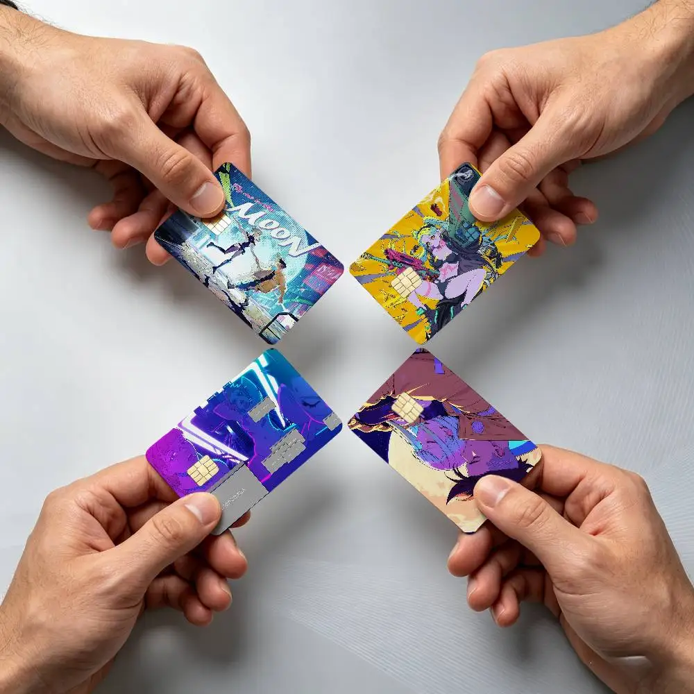 C-Cyberpunk Edgerunners Lucy Game 4Pcs!Fade-Resistant, Wear-Resistant, Scratch-Resistant  Bank Card Sticker (Debit Card)