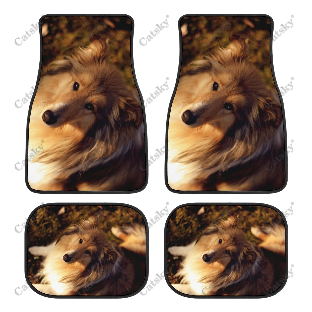 Rough Collie Car floor mats universal car floor mats stylish dirt-resistant and waterproof car carpets front and rear 4 pieces