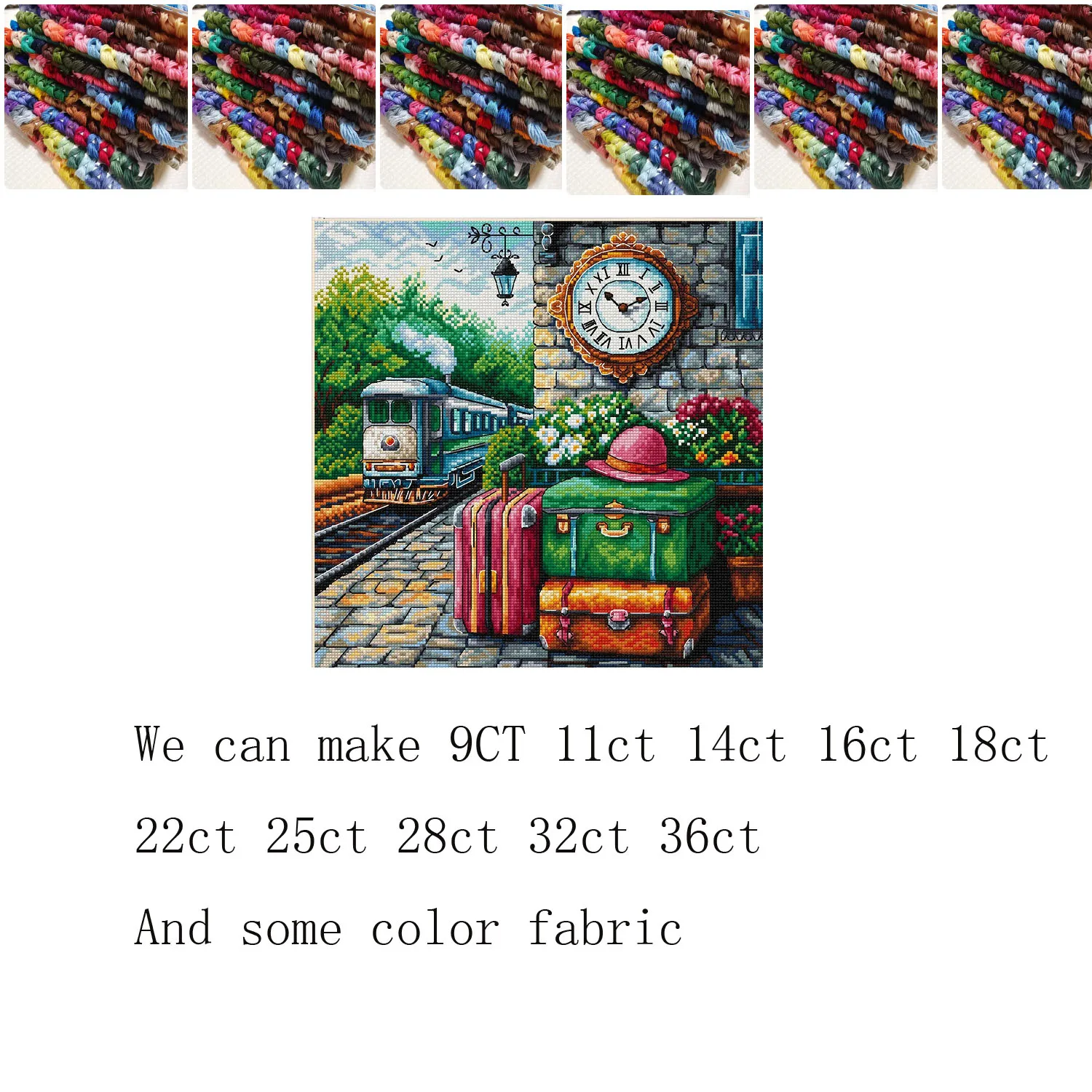 Train Platform 39-39 cross stitch Kit  14CT Embroidery Full Embroidery Cotton Cross Stitch Set Thread 14CT