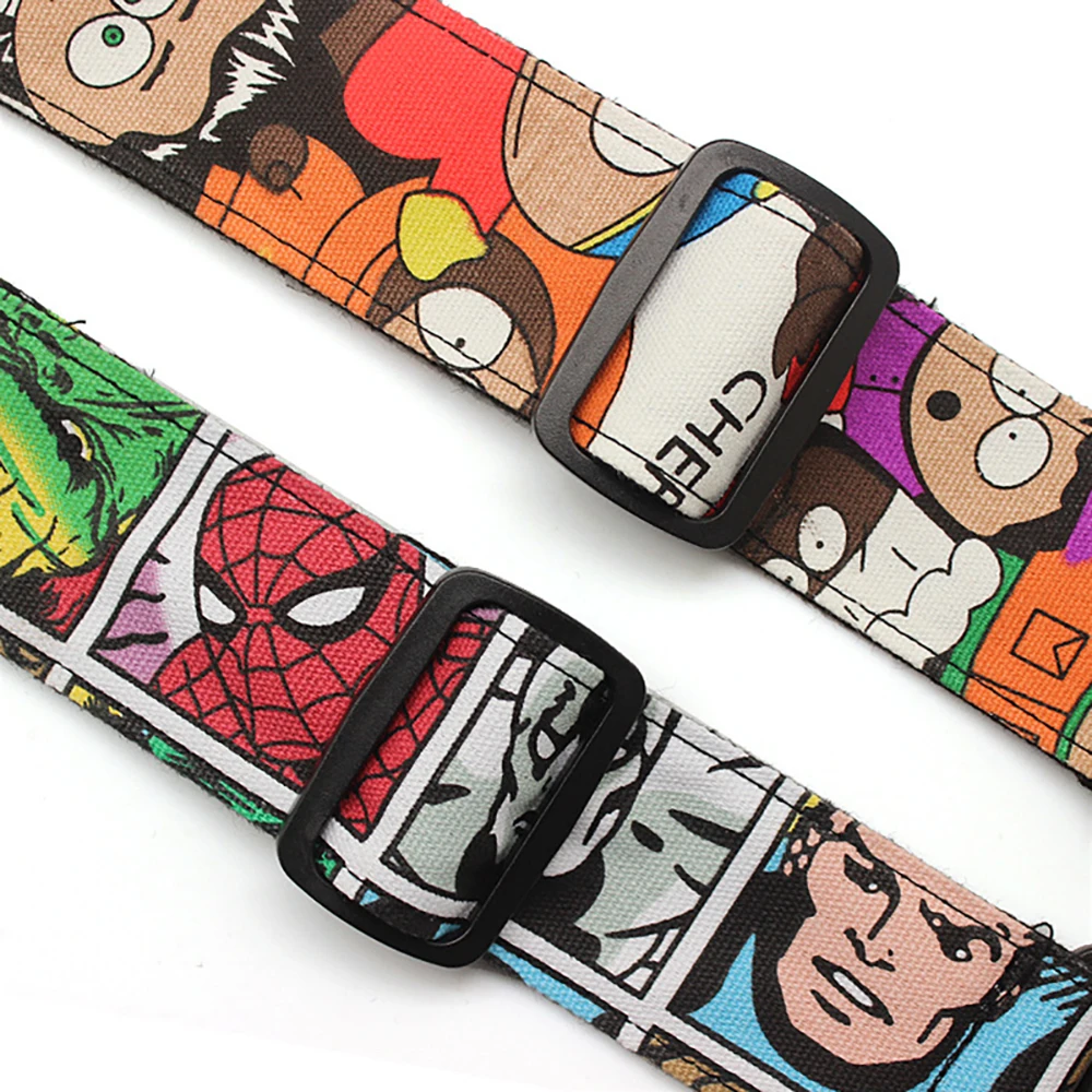 Canvas Guitar Strap Adjustable Length Cartoon Pattern Cotton Guitar Instrument Accessories