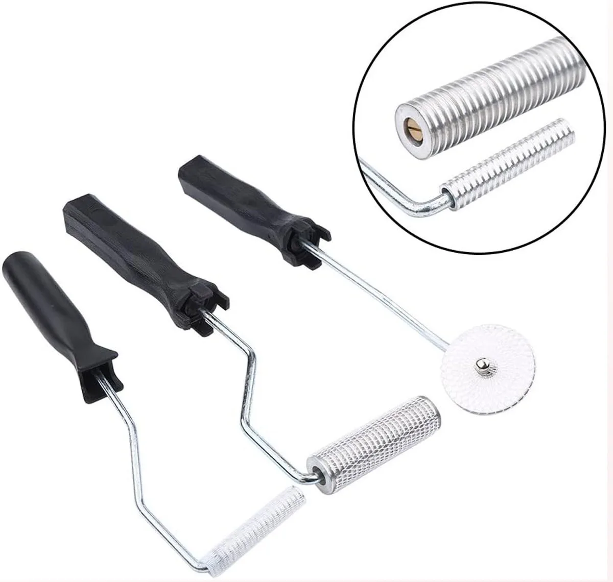 Zestaw narzędzi do laminowania z włókna szklanego, 3 szt., wałek do wygładzania powierzchni, uchwyt ze stopu aluminium i ABS do laminowania GRP FRP, do prac z żywicą.