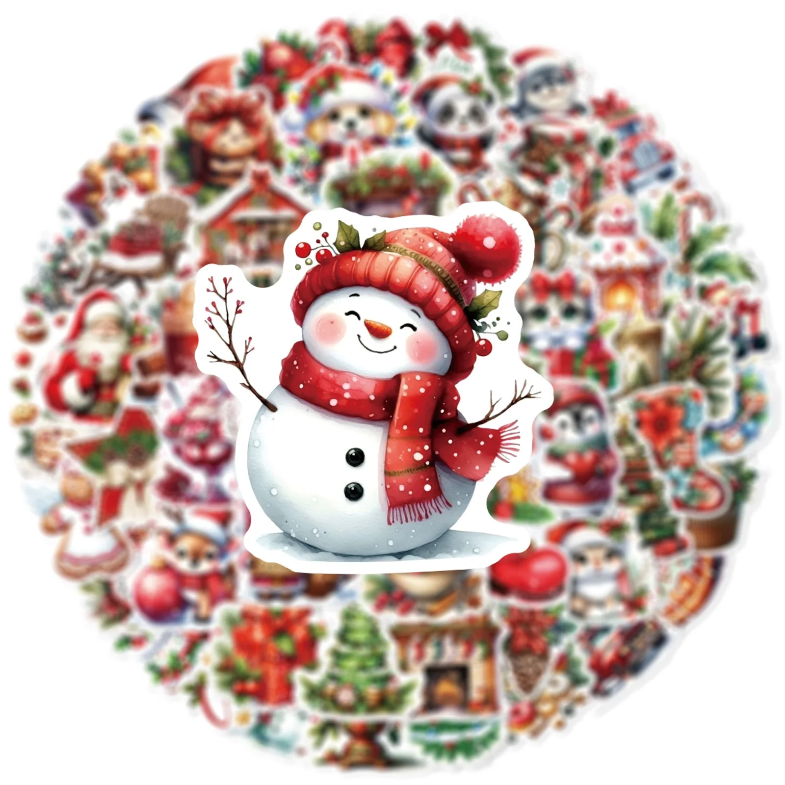 10/60PCS Cute Merry Christmas Festival Cartoon Stickers DIY Decoration Waterproof Skateboard Notebook New Year Graffiti Sticker